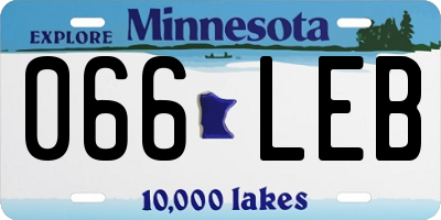 MN license plate 066LEB