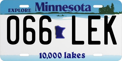 MN license plate 066LEK