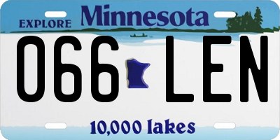 MN license plate 066LEN