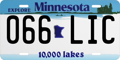 MN license plate 066LIC