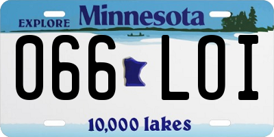 MN license plate 066LOI
