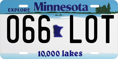 MN license plate 066LOT