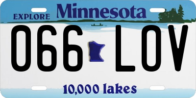 MN license plate 066LOV