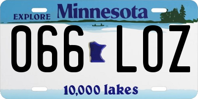 MN license plate 066LOZ