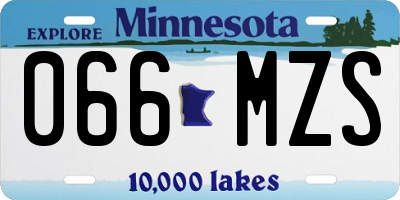 MN license plate 066MZS