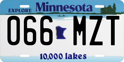 MN license plate 066MZT
