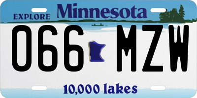 MN license plate 066MZW