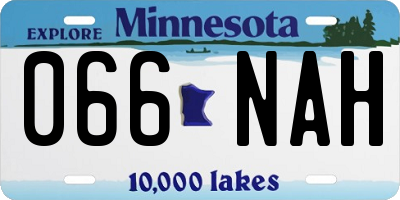 MN license plate 066NAH