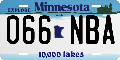 MN license plate 066NBA