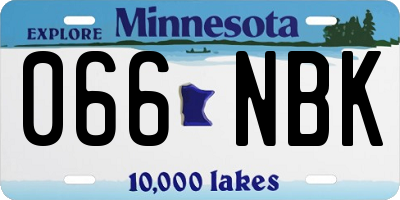 MN license plate 066NBK