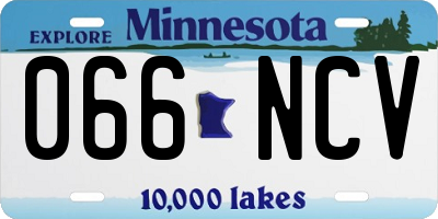 MN license plate 066NCV
