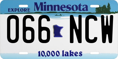 MN license plate 066NCW