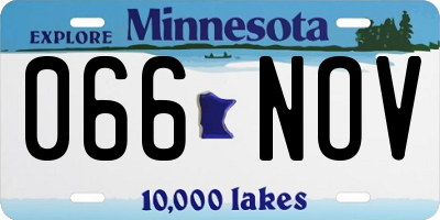 MN license plate 066NOV