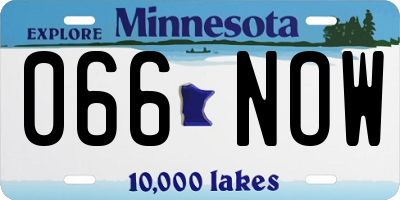 MN license plate 066NOW