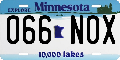 MN license plate 066NOX