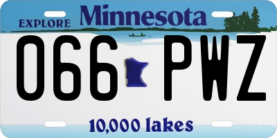 MN license plate 066PWZ