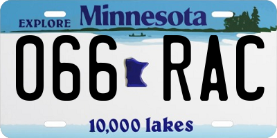 MN license plate 066RAC