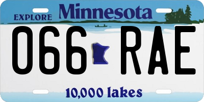 MN license plate 066RAE