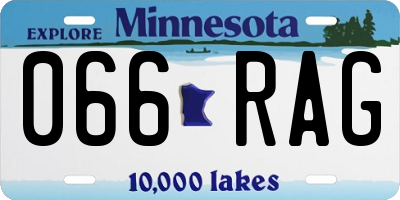 MN license plate 066RAG