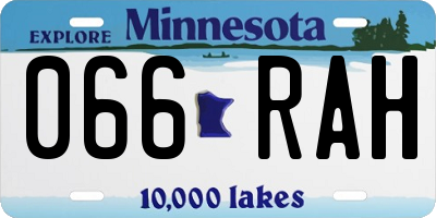 MN license plate 066RAH