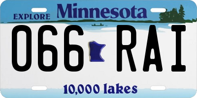 MN license plate 066RAI