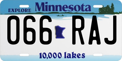 MN license plate 066RAJ