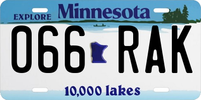 MN license plate 066RAK
