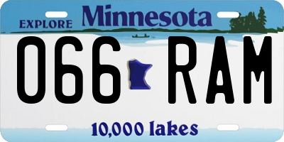 MN license plate 066RAM