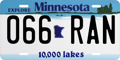 MN license plate 066RAN