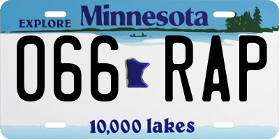 MN license plate 066RAP