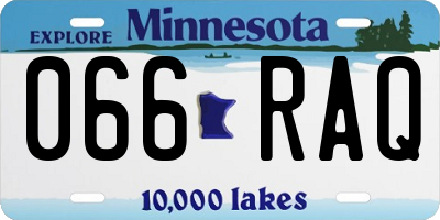 MN license plate 066RAQ