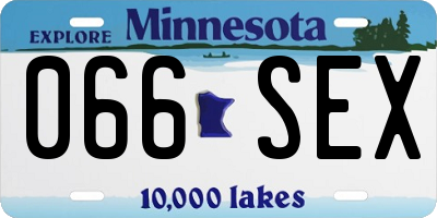 MN license plate 066SEX