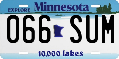MN license plate 066SUM