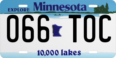 MN license plate 066TOC