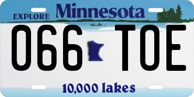 MN license plate 066TOE