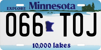 MN license plate 066TOJ