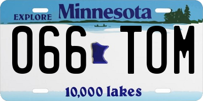 MN license plate 066TOM