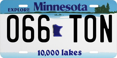 MN license plate 066TON