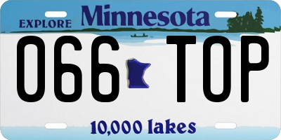 MN license plate 066TOP