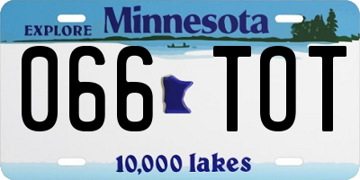 MN license plate 066TOT