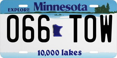 MN license plate 066TOW