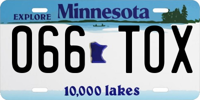 MN license plate 066TOX