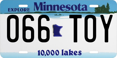 MN license plate 066TOY