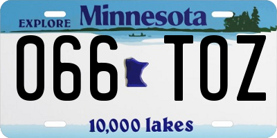 MN license plate 066TOZ