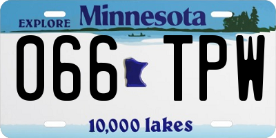 MN license plate 066TPW