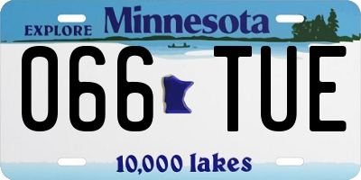 MN license plate 066TUE