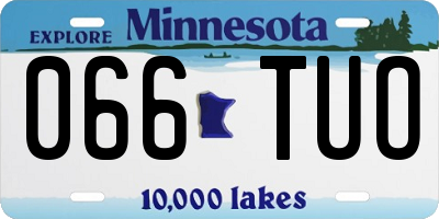 MN license plate 066TUO