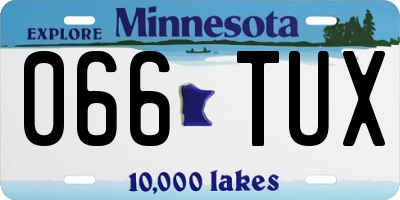 MN license plate 066TUX