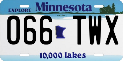 MN license plate 066TWX