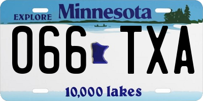 MN license plate 066TXA
